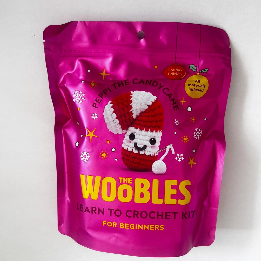 The Woobles Peppi the Candy Cane NEW Sealed Beginner Crochet Kit Holiday Edition